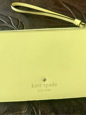 kate spade Lemon Yellow Saffiano Wristlet Clutch